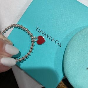 Red heart tag bead bracelet- Tiffany and Co